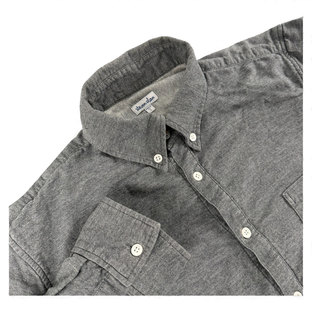 Steven Alan Shirt Mens‎ L Gray Button Down Long Sleeve Chest Pocket Made in USA